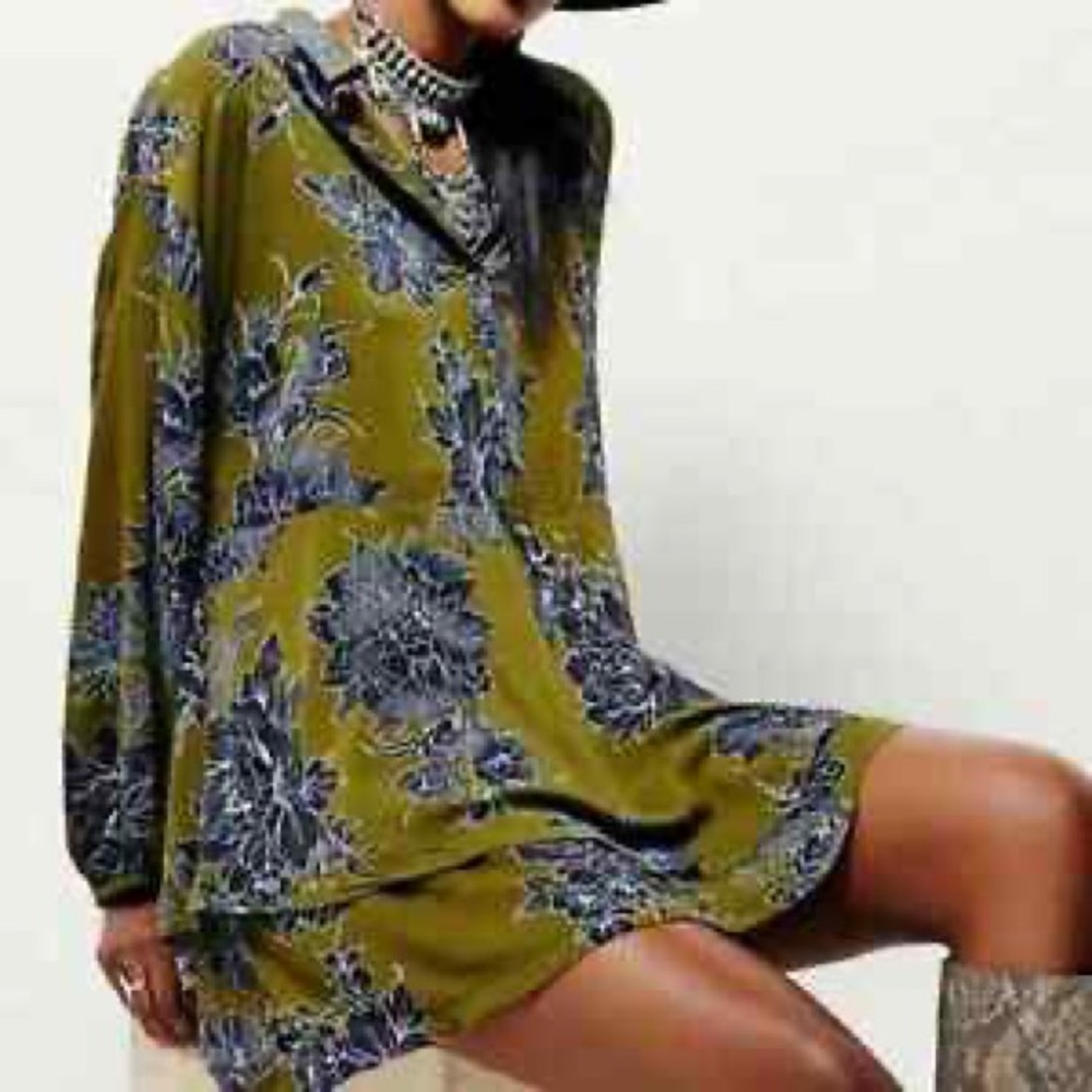 Free People Shake It Up Mini Dress in Green